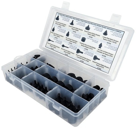 160 Piece Black Automotive Rubber Bumper Assortment Kit For GM Ford Chrysler Cars Trucks Replacement 20030 8210 in open case