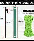 Dimensions of Beefy Heavy Duty Tree Stakes And Leaning Tree Support Kit featuring 12-inch stakes, 15.7-inch strap, 118-inch rope.