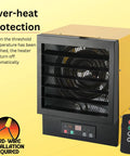 Heavy Duty Electric Forced Air Garage Heater With Remote Control 17060 Btu showcasing over-heat protection feature.
