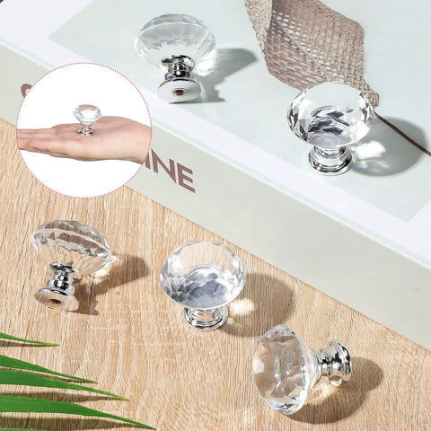 50 Piece Crystal Glass Drawer Knobs Diamond Cut Cabinet Pulls For Dressers And Cupboards With Included Mounting Screws Smooth Install Fresh Vibe Snag This Top Shelf Home Upgrade Hardware Pack