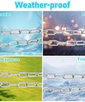 Beefy 5mm 304 Stainless Steel Chain Heavy Duty 13.1 Feet Silver Outdoor Hanging Link Chain For Swing Fence Gate Garden Anchor Security DIY Home Hardware, weather-proof chain shown in seawater, rain, sun, and frozen conditions