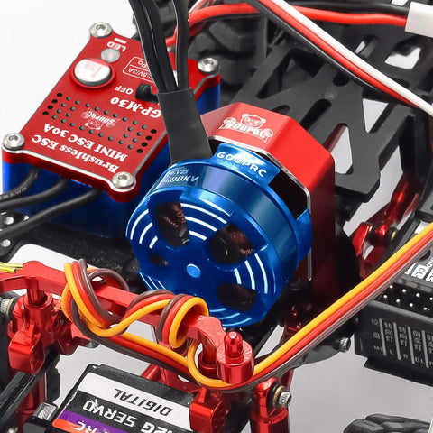 30A Brushless Mini ESC and 2204 2400KV Outrunner Motor Transmission Kit for SCX24 Axial 1 24 RC Crawler Car Truck in blue red
