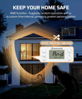 Indoor Programmable Digital Timer Outlet With Dual American Sockets shows RND function for home security during nighttime.