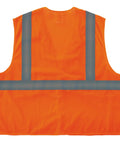 Back view of GloWear 8205Z Reflective Safety Vest High Visibility Orange Mesh Type R Class 2 Zipper Closure 2XL To 3XL ANSI Compliant