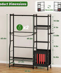 All In One Sports Gear Organizer For Home Garage Club And Basement With Dual Golf Bag Storage Rack dimensions and features.