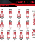 Diagram of 15 Piece Upgrade Screw Extractor Set For Removing Broken Bolts And Studs With Multi Spline Heads Direct Wrench Use Three Eighth Inch Drive Easy Out Bolt Remover Kit showing different sizes and parts.