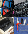 Telescoping Magnetic Pickup Tool With LED Light 360 Degree Flexible Magnetic Reach in various storage scenarios