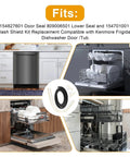Dishwasher Door Seal Kit Replacement For Frigidaire Kenmore Electrolux And Crosley Includes Door Gasket 154827601, Lower Seal 809006501