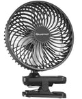 10000mAh Clip On Fan With 42 Hour Run Time Beast Mode Cooling Quiet Auto Oscillating Desk Fan Rechargeable, black design close-up