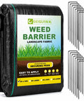 3ftx50ft Heavy Duty Weed Barrier Landscape Fabric For Gardens And Driveways with securing pegs, black with green stripes