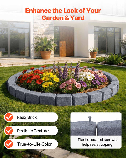 Faux Stone Landscape Edging Kit 15.5 Ft No Dig Border For Lawn And Garden Beds With Realistic Texture in garden setup