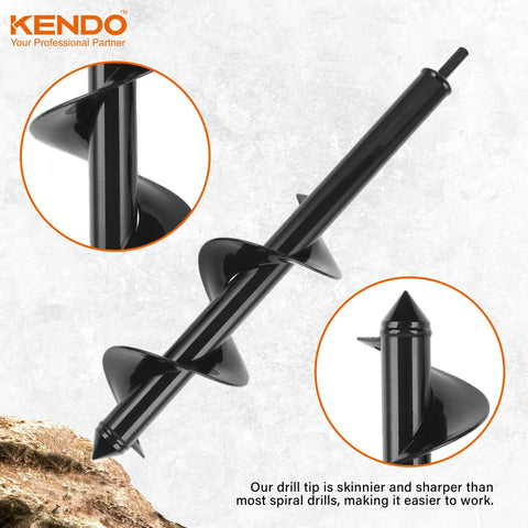 Auger Drill Bits For Planting Set Of 4 Spiral Garden Bulb Planter Tools with sharp spiral design detail, hex drive