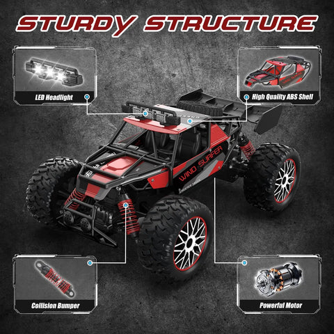 Image of High Speed 30 KMH All Terrain RC Car 1 14 Scale Remote Control Truck With 2.4GHz Radio highlighting durable features.