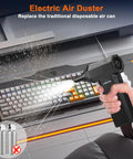 Beast Mode Rechargeable Electric Air Duster With Brushless Motor Three Gear Adjustable Mini Blower in use on keyboard.