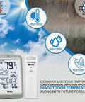 All In One Indoor And Outdoor Weather Station With Wireless Thermometer And Hygrometer, Battery Powered, 330 Ft Remote Sensor Range