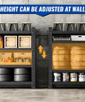 Industrial Heavy Duty Garage Shelves 71 Inch Wide Metal Storage Racks With 5000 Lb Capacity Adjustable Shelving, shown in a garage