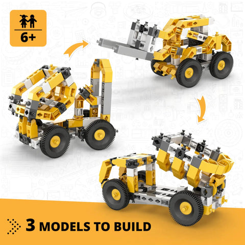 Tipper Truck 3 In 1 STEM Building Kit For Kids 6 Plus Hands On Engineering Fun Learn Mechanics With Three Models Skid Steer Dumper