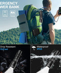 Rechargeable Flashlight High Lumen Tactical LED Light With Memory Function, attached to backpack, outdoor use