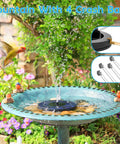 Solar Water Fountain For Bird Bath And Pond, Upgraded 6 Nozzles System, Free Standing Floating Solar Pump in garden bird bath