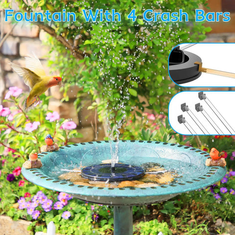 Solar Water Fountain For Bird Bath And Pond, Upgraded 6 Nozzles System, Free Standing Floating Solar Pump in garden bird bath