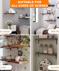 Living room, bedroom, kitchen, and bathroom with 10 Inch Z Shelf Brackets With Lip For 9.25 Inch Boards, floating shelves.