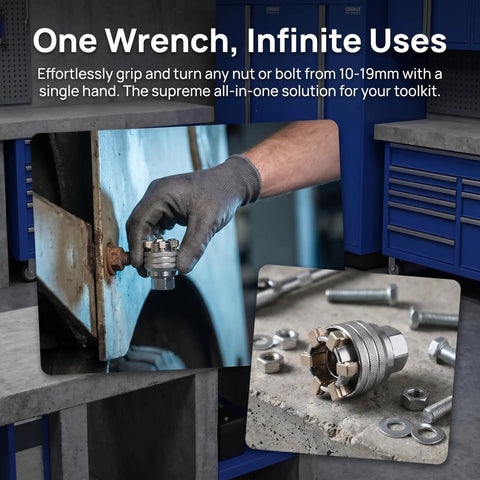 Adjustable Socket Wrench Tool For 10 To 19mm Bolts And Nuts With Multi Function Sleeve in workshop setting