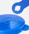 Close-up of blue Windshield Washer Fluid Reservoir Cap Replacement fits Nissan Armada Frontier Pathfinder Titan XTerra 350Z G35 FX35 QX56 QX80 G20 Infiniti models 2.16 to 2.24 inch neck size