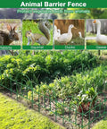 No Dig Rustproof Metal Garden Fence Kit around vegetable bed, green panels, 35 pre-linking panels, protect from rabbits, squirrels, ducks, geese