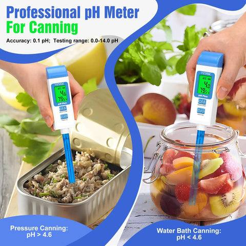 Long 4.6 Inch pH Probe Digital pH Meter For Water And Fermentation ATC Temperature Readout Easy Read pH Gauge For Canning