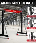 3 Ton Portable Gantry Crane With 8.53 Ft Wide Span, Adjustable 8.53-12.47 Ft Height, Heavy Duty Shop Lift Hoist With Manual Trolley, Red