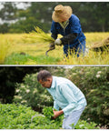 Men using a 7 Inch Brush Clearing Sickle With Black Oxide Forged Carbon Steel Blade, Billhook Machete Knife for garden work.
