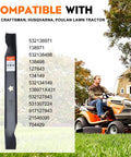 2 Pack 138971 High Lift Mower Blades 5 Point Star For Craftsman 42 Inch Riding Mower LT1000 LT2000 And Husqvarna 42 Inch Deck Lawn Tractor Models Replace 532138971 422719 displayed with compatibility list