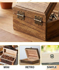 Fifteen Pcs Jewelry Box Hinges Set With Sixty Screws Antique Bronze Small Hinges on wood box, vintage style display.