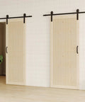 42 Inch By 84 Inch Sliding Barn Door With Wood Slat Design And Hardware Kit Solid Pine Wood For Living Room Pantry And Home Offices