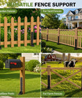2 Pcs Heavy Duty Fence Post Repair Kit Rustproof Steel Ground Anchors supporting various wooden fences in a garden and farm.