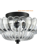 Modern Black Ceiling Light With Scalloped Clear Glass Shade Semi Flush Mount Fixture For Living Room And Hallway Close To Ceiling Design