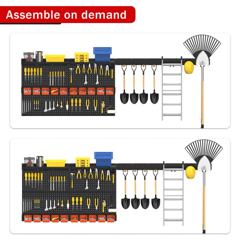 Pegboard Wall Organizer For Garage Storage 48 By 36 Inch With Hooks And Bins Tool Panel System 72 Piece Set for tool arrangement.
