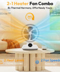 2 In 1 Heater And Fan Portable Space Heater With 60 Degree Oscillation For Indoor Use displayed on coffee table in living room.