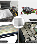 16 By 16 By 0.8 Inch Aluminum Fixture Plate 6061 Anodized CNC Ready For Precision Milling shown on various machine tables.
