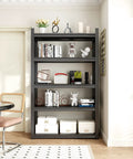 Heavy Duty 72 Inch 5 Tier Metal Storage Shelves Built Like A Tank Adjustable Garage Shelving Setup For Heavy Lifting And Big Gear Industrial Utility Rack Black Gray, showcasing books and decorative items.