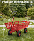 Heavy Duty Steel Garden Cart On Wheels With Removable Mesh Sides That Flip To Flatbed 880 Lb Capacity Removable Handle Converts To Wheelbarrow Outdoor Yard Wagon For Heavy Loads And Soil Bags Deep Red in garden setting