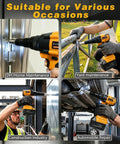 Upgraded Cordless Electric Rivet Gun Compatible With DeWalt 20V Max Battery used for automobile repair and construction tasks.