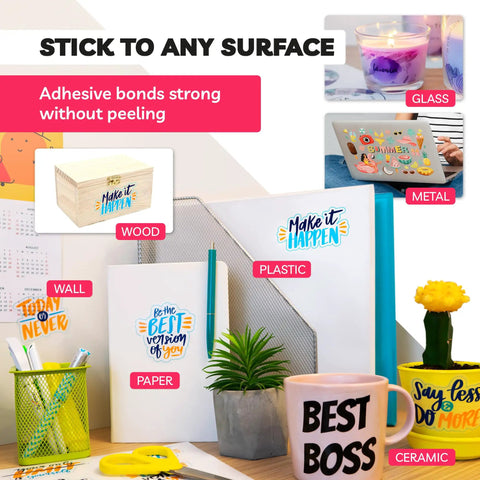 Ultra Clear Sticker Paper for Inkjet Printers 20 Sheets Transparent Glossy Vinyl on various surfaces with strong adhesive.