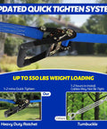 Close-up of quick tighten system for 100 Ft Zip Line Kit For Kids And Adults Up To 400 Lbs with heavy-duty ratchet.