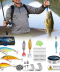 Man holding fish with All In One Telescoping Fishing Rod And Reel Kit With Backpack For Men Grab And Go Travel Ready Carbon Fiber Rod