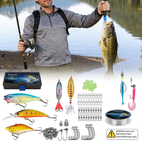 Man holding fish with All In One Telescoping Fishing Rod And Reel Kit With Backpack For Men Grab And Go Travel Ready Carbon Fiber Rod