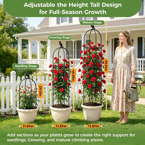 Space Saving Garden Obelisk Trellis For Climbing Plants Outdoor And Indoor Use, Rustproof Metal Plant Support