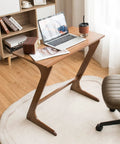 Bamboo TV Tray And Sofa Side Table With Z Shaped Design 30 By 16 Inch Tabletop Space Saving Snack And Laptop Desk in living room setup