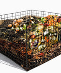 Outdoor Compost Bin With Square Mesh Panels, Garden Wire Construction, Black Heavy Duty Compost Container For Leaves And Yard Waste, 36x36x28 Inches, Foldable Steel Frame, Weather Resistant