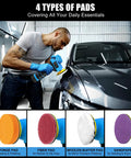 Compact Cordless Palm Sander With 16.8V Battery And 3 Inch Pad for quick car detailing with various pad types for different finishes.